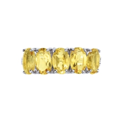 18k white gold ring with citrine and diamonds shoulder set 2