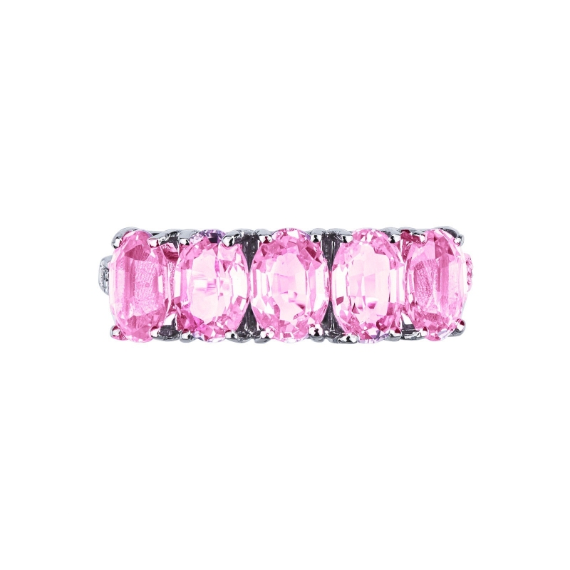 Ring with diamonds and pink sapphires in white gold 18k Ring with diamonds and pink sapphires in white gold 18k