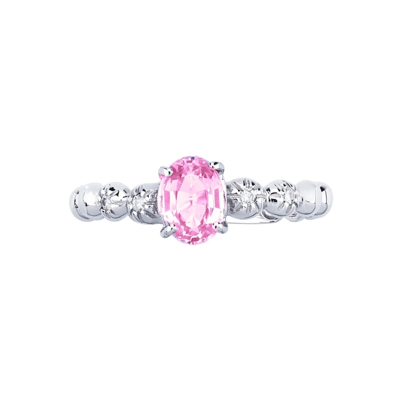 750 white gold ring with central pink sapphire and diamonds 750 white gold ring with central pink sapphire and diamonds