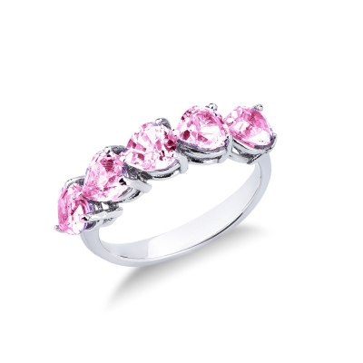 White gold 18k ring with pink sapphire heart cut 