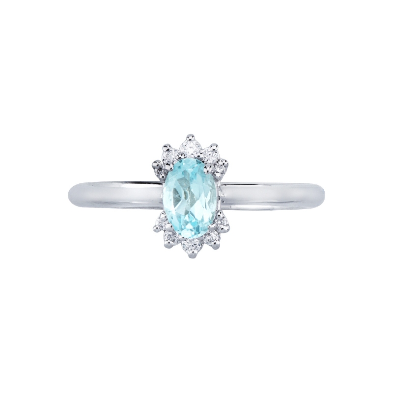 Ring in white gold 18k with oval aquamarine and diamonds Ring in white gold 18k with oval aquamarine and diamonds