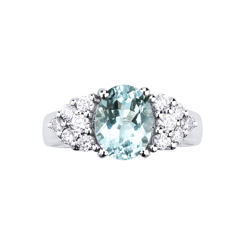 Aquamarine and diamonds ring in white gold 18k Aquamarine and diamonds ring in white gold 18k