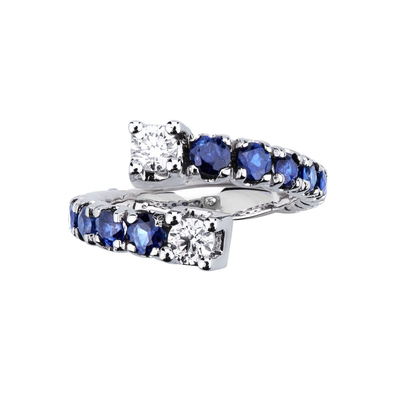 18k white gold TOI et MOI ring with blue sapphires and diamonds 18k white gold TOI et MOI ring with blue sapphires and diamonds