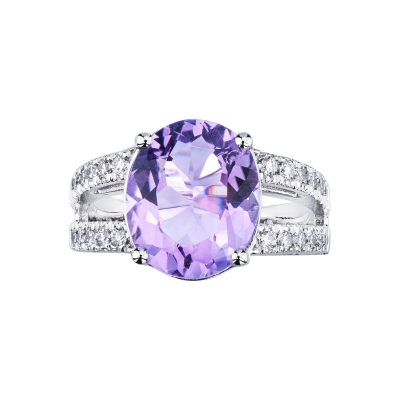 Amethyst and diamond ring band ring