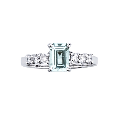 750 white gold aquamarine and diamonds ring