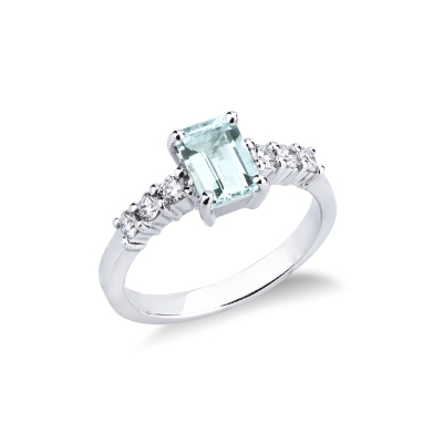 750 white gold aquamarine and diamonds ring