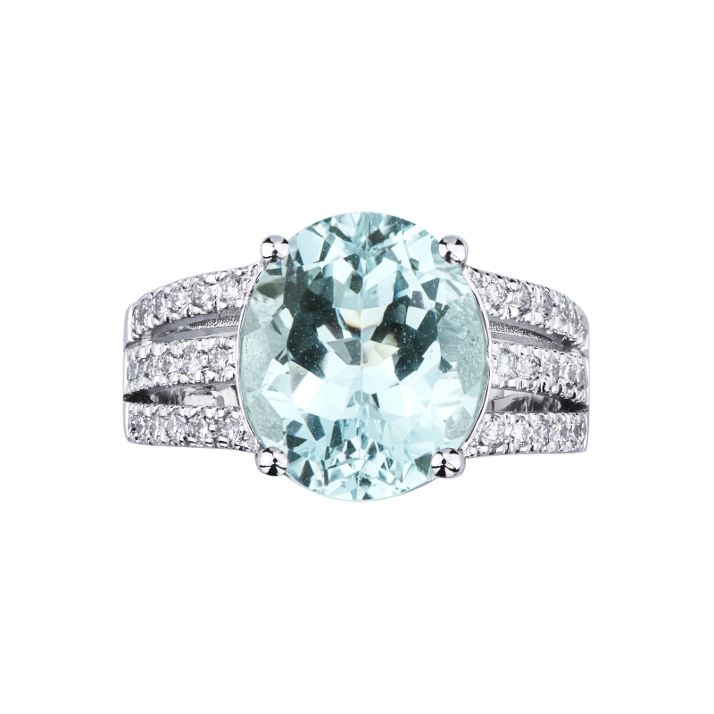 Aquamarine and diamond ring band ring Aquamarine and diamond ring band ring