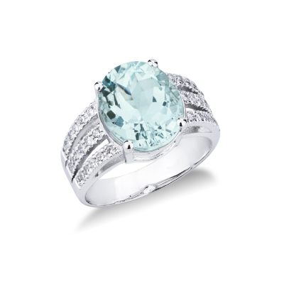 Aquamarine and diamond ring band ring