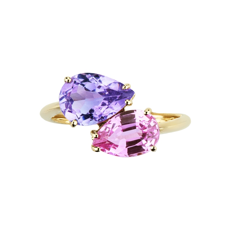 pink sapphire and amethyst ring gold 750 pink sapphire and amethyst ring gold 750