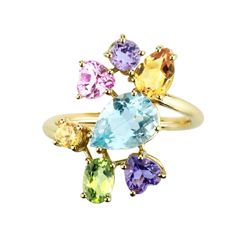 Multicolor ring in yellow gold 18k Multicolor ring in yellow gold 18k