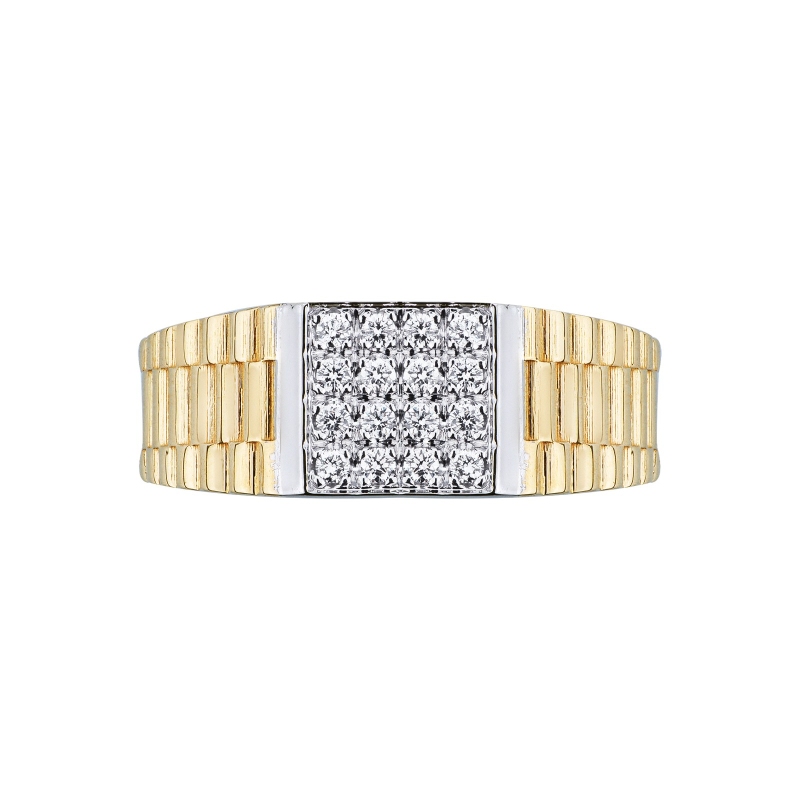 Band men ring in white and yellow gold 18k with pavè diamonds Band men ring in white and yellow gold 18k with pavè diamonds