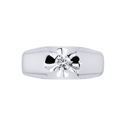 Male solitaire ring white gold 18k 2