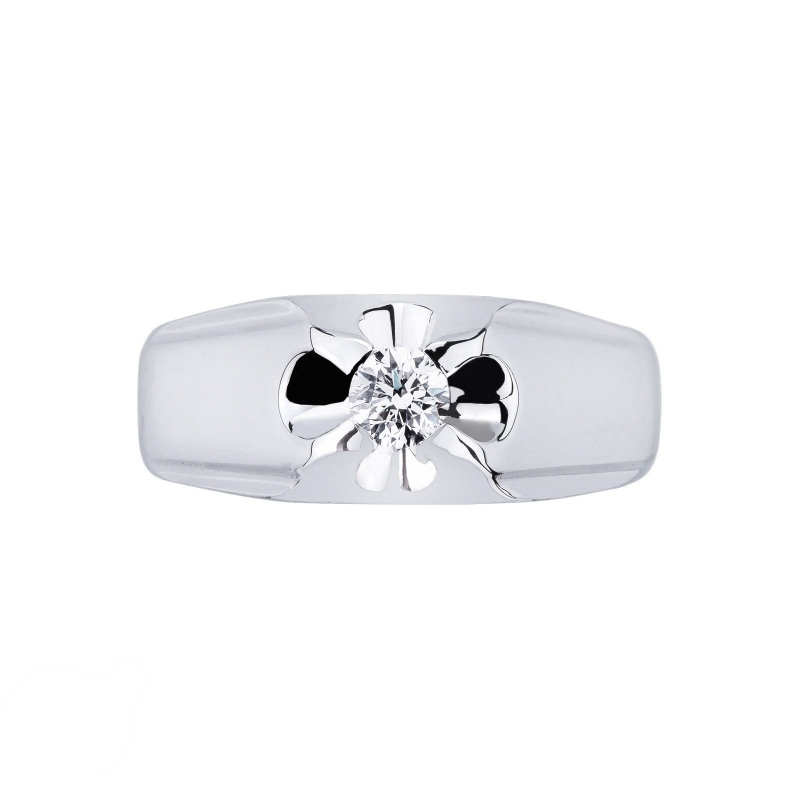Male solitaire ring white gold 18k