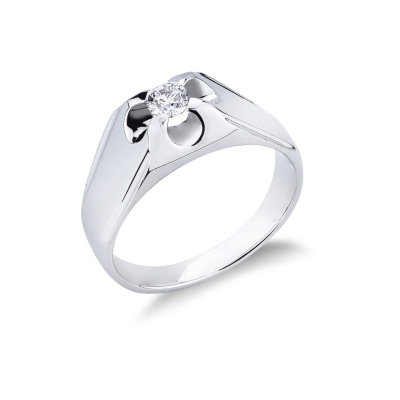 Male solitaire ring white gold 18k