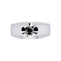 Male solitaire ring in white gold 18k with black diamond 2