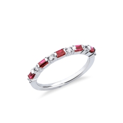 Design ring in white gold 750 with rubies and diamonds