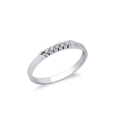 5 diamonds half eternity ring 0,05 ct in white gold 18k