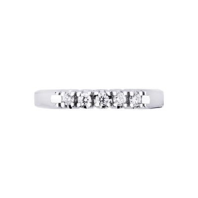 5 stones half eternity ring in white gold 18k ct 0,20