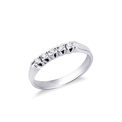 5 stones half eternity ring in white gold 18k ct 0,20