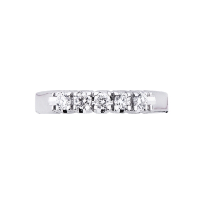 White gold 18k half eternity ring with 5 diamonds 0,25 ct