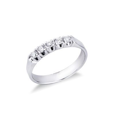 White gold 18k half eternity ring with 5 diamonds 0,25 ct