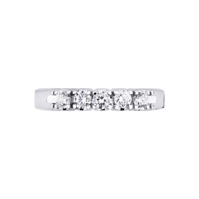 5 diamonds half eternity ring white gold ct 0,35