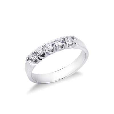 5 stones half eternity ring with diamonds 0,40 ct