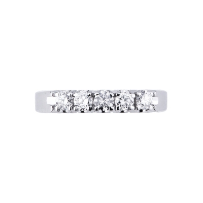 5 diamonds half eternity ring in white gold 18k ct 0,45