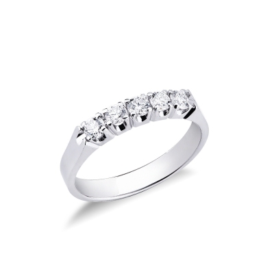 5 diamonds half eternity ring in white gold 18k ct 0,45