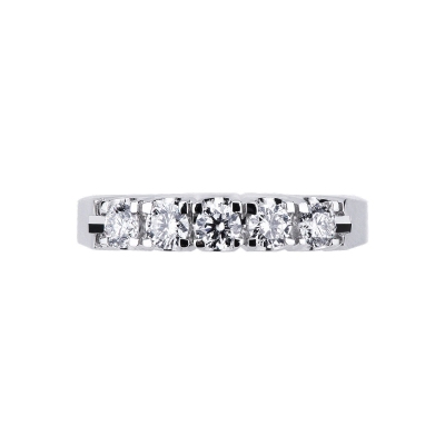 5 diamonds half eternity ring white gold 0,50 ct 