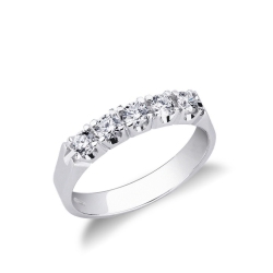 5 diamonds half eternity ring white gold 0,50 ct