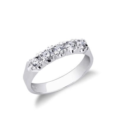 5 diamonds half eternity ring white gold 0,50 ct 
