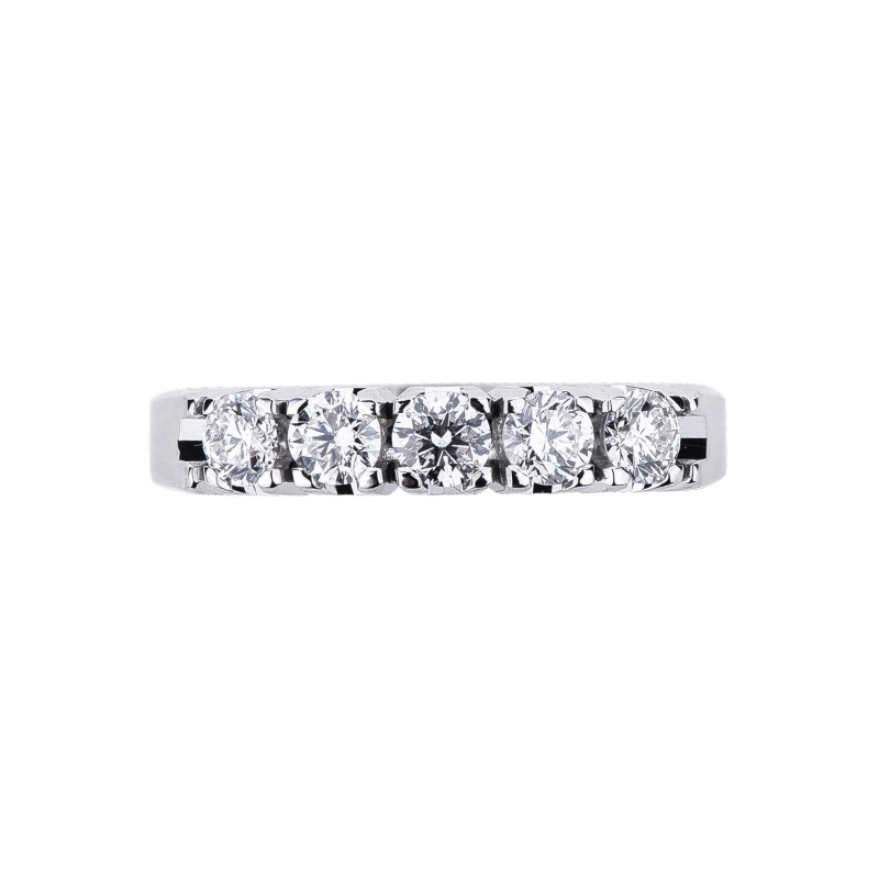 5 diamonds half eternity ring in white gold 18k ct 0,60 5 diamonds half eternity ring in white gold 18k ct 0,60