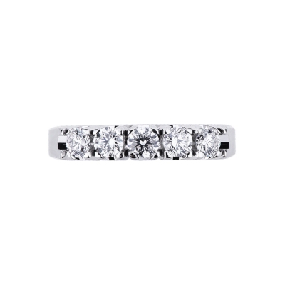 5 diamonds half eternity ring in white gold 18k ct 0,60