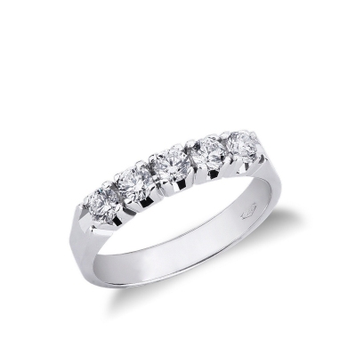 5 diamonds half eternity ring in white gold 18k ct 0,60