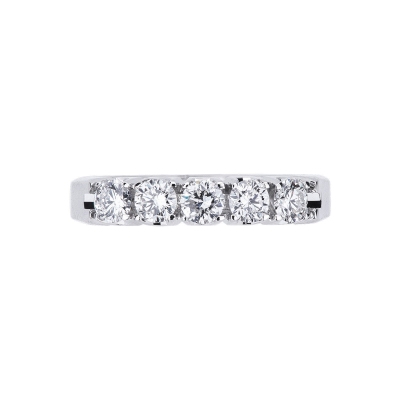 5 diamonds half eternity ring in white gold 18k