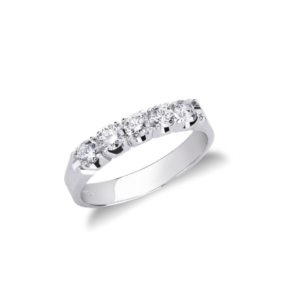 5 diamonds half eternity ring in white gold 18k