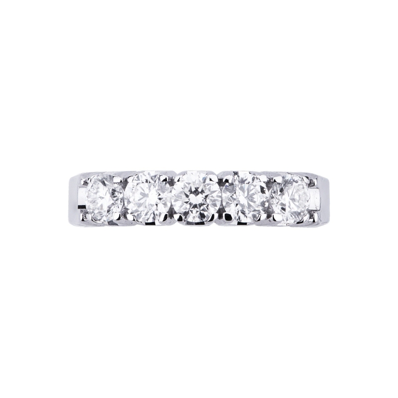 5 diamonds half eternity ring 0,95 ct white gold 18k 5 diamonds half eternity ring 0,95 ct white gold 18k