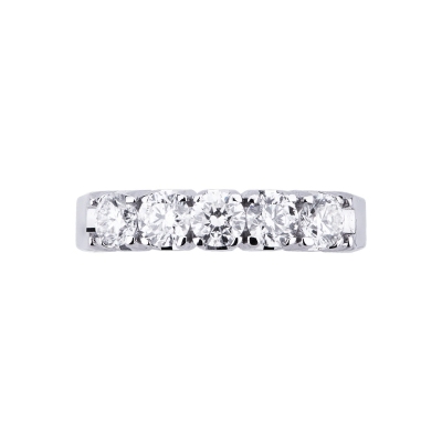 5 diamonds half eternity ring 0,95 ct white gold 18k