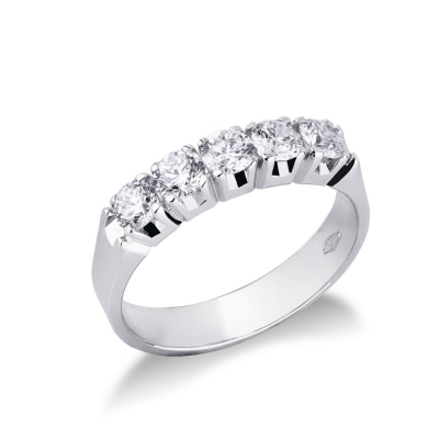 5 diamonds half eternity ring 0,95 ct white gold 18k