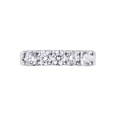White gold 18k 5 stones diamond half eternity ring 1ct