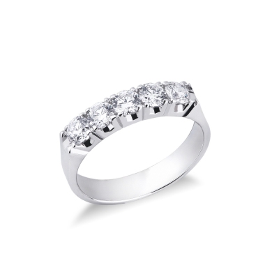 White gold 18k 5 stones diamond half eternity ring 1ct
