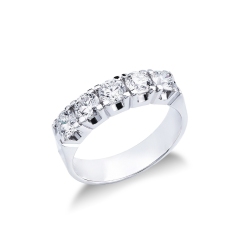 White gold 18k 5 diamonds half eternity ring ct 1,20