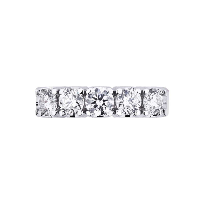 White gold 18k 5 diamonds half eternity ring ct 1,25  White gold 18k 5 diamonds half eternity ring ct 1,25