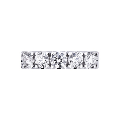 White gold 18k 5 diamonds half eternity ring ct 1,25 