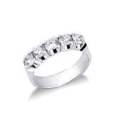 White gold 18k 5 diamonds half eternity ring ct 1,25