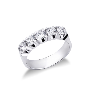 White gold 18k 5 diamonds half eternity ring ct 1,25 