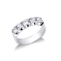 5 diamonds half eternity ring in white gold ct 1,30