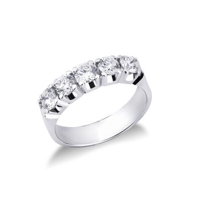 5 diamonds half eternity ring in white gold ct 1,30 