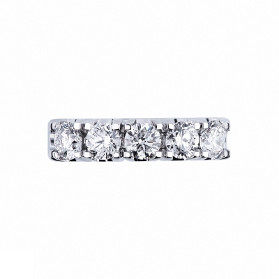 5 diamonds half eternity ring 1,40 ct in white gold 18k